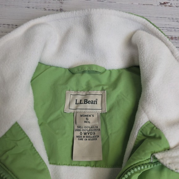 LL Bean Womens Fleece Lined Full Zip Vest Size Small Regular Green Vintage 0WY09 - Picture 2 of 7